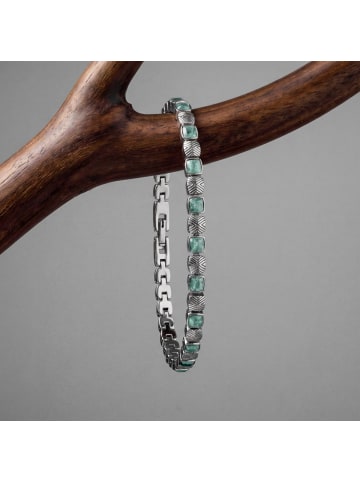 Holzkern Herren-Armband Edelstahl Peppered Aventurin/Silberfarben