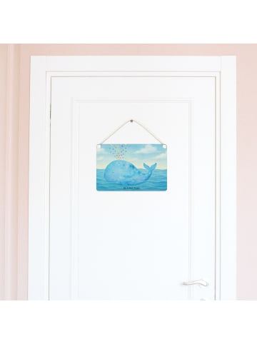 Mr. & Mrs. Panda Holzschild Wal Konfetti Design ohne Spruch in Weiß