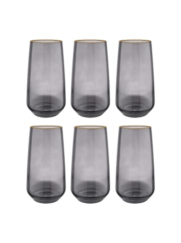 Butlers Longdrinkglas TOUCH OF GOLD 6er-Set in Grau