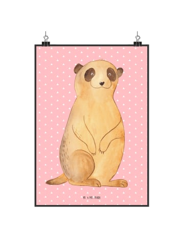 Mr. & Mrs. Panda Poster Erdmännchen ohne Spruch in Rot Pastell