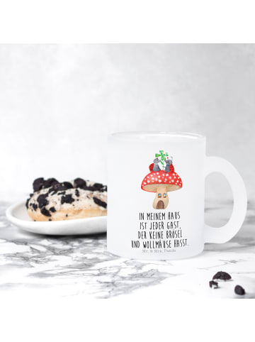 Mr. & Mrs. Panda Trinkglas Marienkäfer Fliegenpilz mit Spruch in Transparent