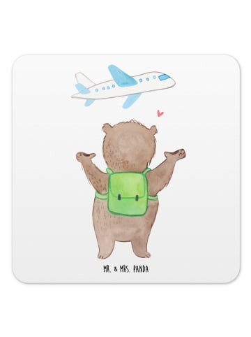 Mr. & Mrs. Panda Glasuntersetzer Bär Flugzeug ohne Spruch in Weiß