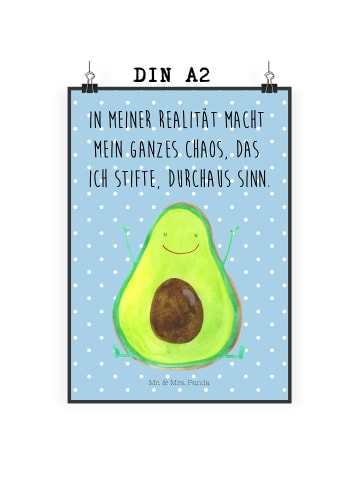 Mr. & Mrs. Panda Wandposter Avocado Glücklich mit Spruch in Blau Pastell