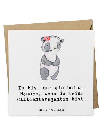 Mr. & Mrs. Panda Deluxe Karte Callcenteragentin Herz mit Spruch in Weiß
