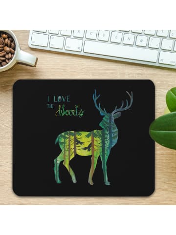 Mr. & Mrs. Panda Mousepad Hirsch I love the woods mit Spruch in Schwarz