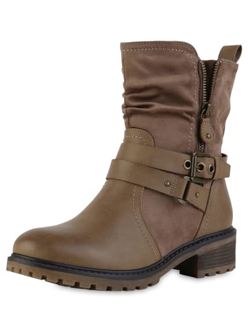 VAN HILL Biker Boots Scarlett in Khaki