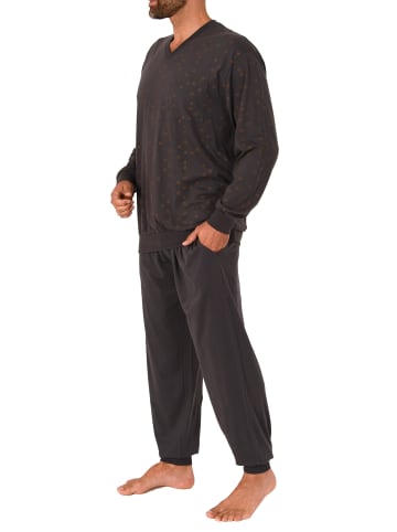NORMANN langarm Schlafanzug Pyjama Bündchen - 67989 in dunkelgrau
