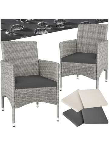 tectake 2er Set Rattanstuhl Nantes 59 x 57 x 85 cm, hellgrau/creme