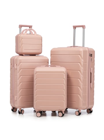 ABRIHOME Kofferset in Rosa 4-teilig mit Kosmetiktasche