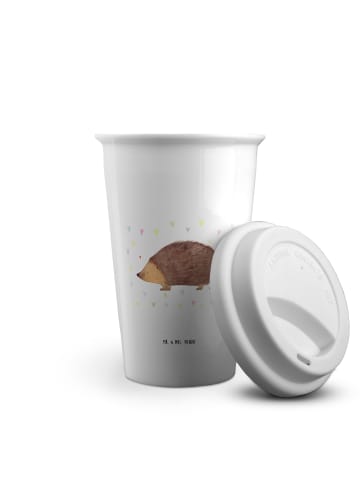 Mr. & Mrs. Panda Kaffeebecher To Go Igel Herzen ohne Spruch in Weiß