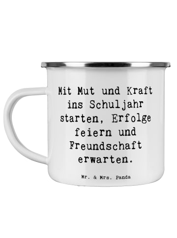 Mr. & Mrs. Panda Kaffeepott Spruch Mutiger Schulanfang mit Spruch in Weiß