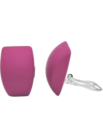 Gallay Clip Ohrring 27x17mm Trapez pink matt Kunststoff-Bouton in pink