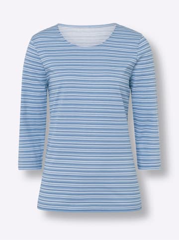 Sieh an! 3/4-Arm-Shirt in mittelblau-weiß-geringelt