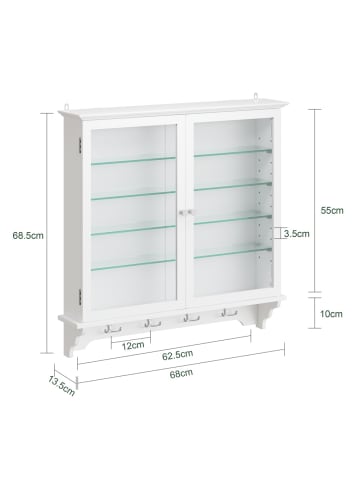 SoBuy Wandschrank in Reinweiß - (W) 13.5 x (H) 68.5 x (L) 68 cm