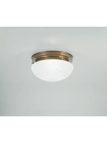 Licht-Erlebnisse Deckenlampe Ø 20 x (H)12 cm in Berliner Messing Weiß