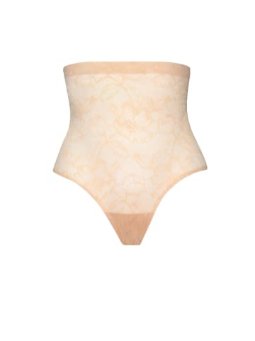 Bye Bra Shapingslip Lacy High Waist Shaping Thong in Beige