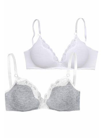 PETITE FLEUR Bralette-BH in hellgrau-meliert+ weiß