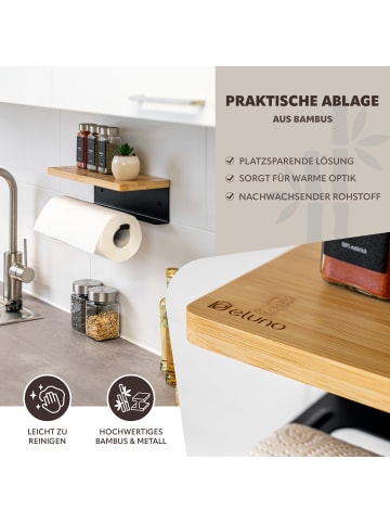 eluno Küchenrollenhalter mit Bambusablage ca. 32 x 9,5 x 13 cm (B/H/T)