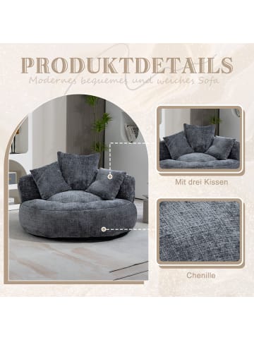 ABRIHOME Lazy Sofa Sitzsack mit drei Kissen - Chenille in Grau 