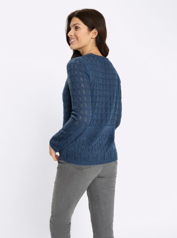 Sieh an! Ajourpullover in jeansblau