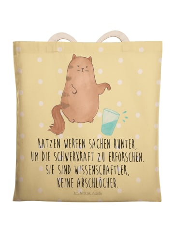 Mr. & Mrs. Panda Einkaufstaschen Katze Wasserglas mit Spruch in Gelb Pastell