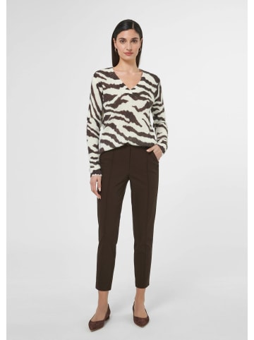 MADELEINE Zebra-Pullover mit flauschigem Alpaka in wollweiß / dunkelbraun