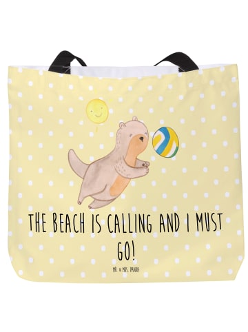 Mr. & Mrs. Panda Damen Schultertasche Sommer Meer Strand mit Spruch in Gelb Pastell