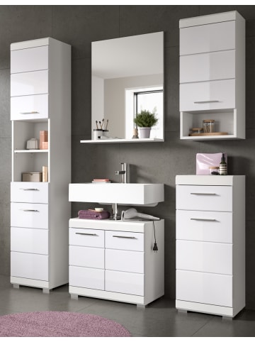 Inn.Furn Badmöbel-Set weiß Hochglanz 5-teilig 164 cm, Komplettset mit viel Stauraum