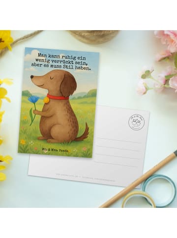 Mr. & Mrs. Panda Postkarte Hund Blume Design mit Spruch in Weiß