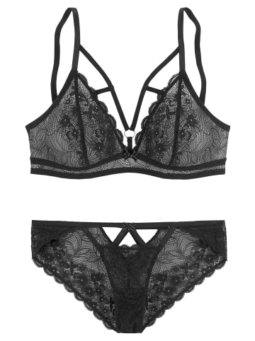 PETITE FLEUR GOLD Set: Bralette-BH in schwarz-silberfarben