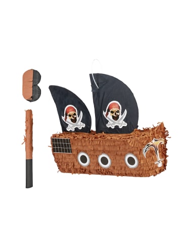 relaxdays 3-tlg. Pinata Set "Piratenschiff" in Bunt