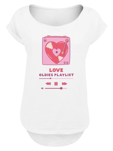 F4NT4STIC Long Cut T-Shirt Love Oldies Playlist  Valentinstag in weiß