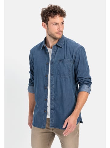 Camel Active Langarm Hemd in Denim-Optik in Nachtblau