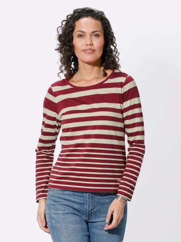 WITT WEIDEN Shirt in kirsche-sand-geringelt