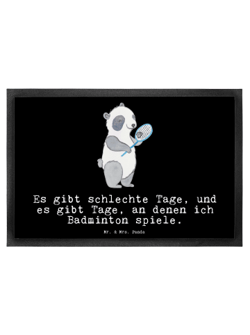 Mr. & Mrs. Panda Fußmatte Panda Badminton mit Spruch in Schwarz