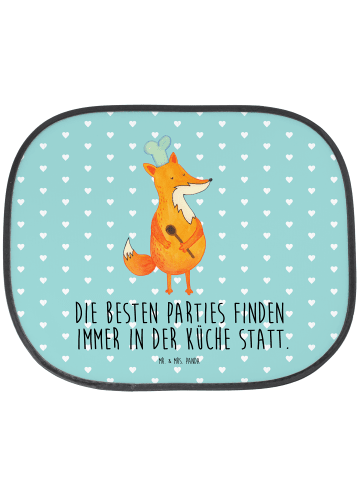 Mr. & Mrs. Panda Sonnenschutz Fuchs Koch mit Spruch in Türkis Pastell