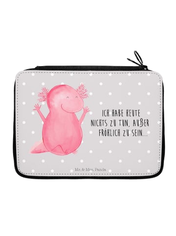 Mr. & Mrs. Panda Federmappe Axolotl Hurra mit Spruch in Grau Pastell