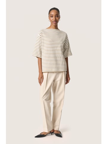 Soaked in Luxury Sweatshirt SLIngina Baggy fit in White and Elm Stripe