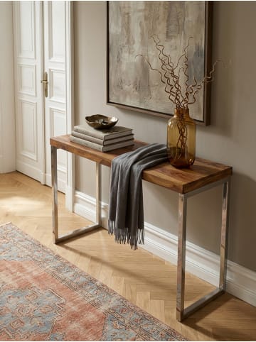 KADIMA DESIGN Konsolentisch GUNA Massivholz Konsole mit Metallbeinen in Massivholz