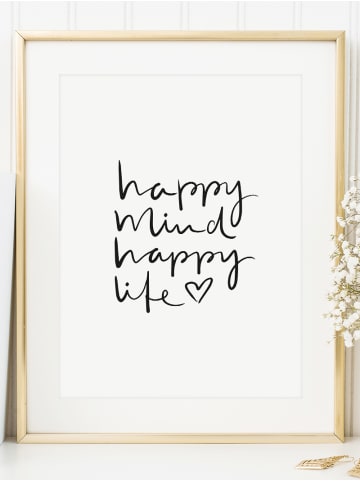 Tales by Jen Poster / Kunstdruck "Happy mind happy life" I Ohne Rahmen