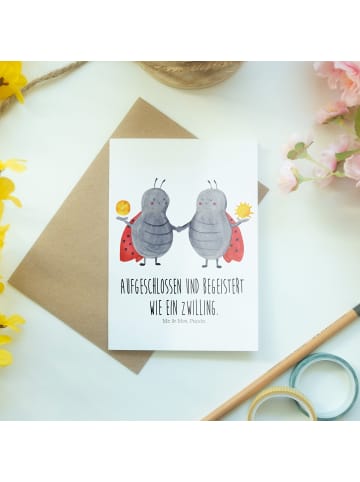 Mr. & Mrs. Panda Glückwunschkarte Sternzeichen Zwilling mit Spruch in Weiß