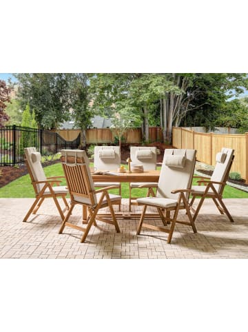 Beliani 7-tlg Gartentisch Set JAVA PREMIUM in Braun/Beige