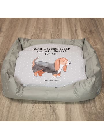 Mr. & Mrs. Panda Hundecouch Basset Hound Lebensretter mit Spruch in Grau Pastell