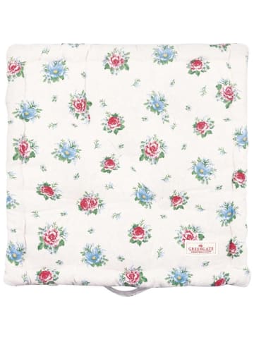 Greengate Sitzkissen Box Kissen ALIVIA Weiß mit Blumen 50x50