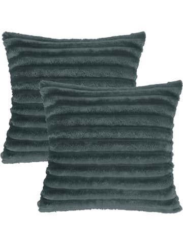 Erwin Müller Fleece, Microfaser Kissenhülle 2er-Pack Aosta in anthrazit