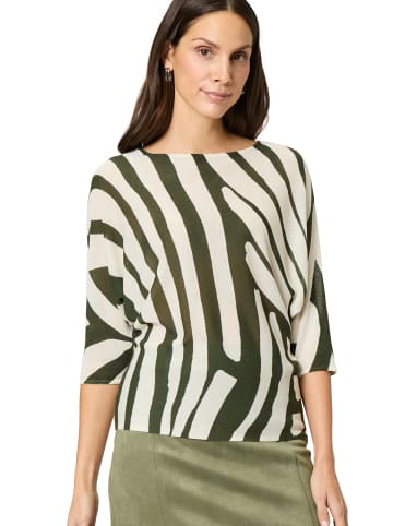 Zero  Oversized-Strickpullover mit Print in Patch KhakiCream