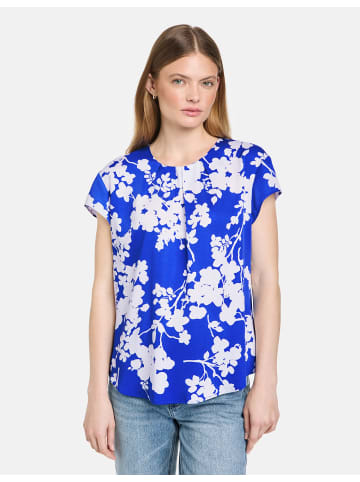 TAIFUN Bluse Kurzarm in Blue Lagoon gemustert