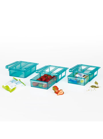 Gourmetmaxx Klemm Schublade für Kühlschrank 3er-Set  transparent/blau