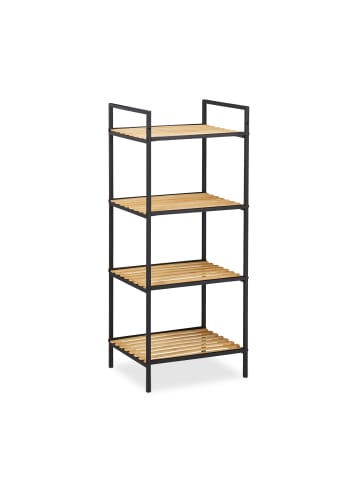 relaxdays Standregal in Natur/Schwarz - (B)39 x (H)95 x (T)32,5 cm