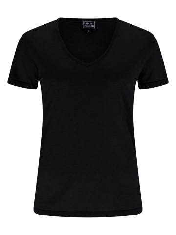 CASH-MERE.CH T-Shirt mit V-Ausschnitt in Schwarz